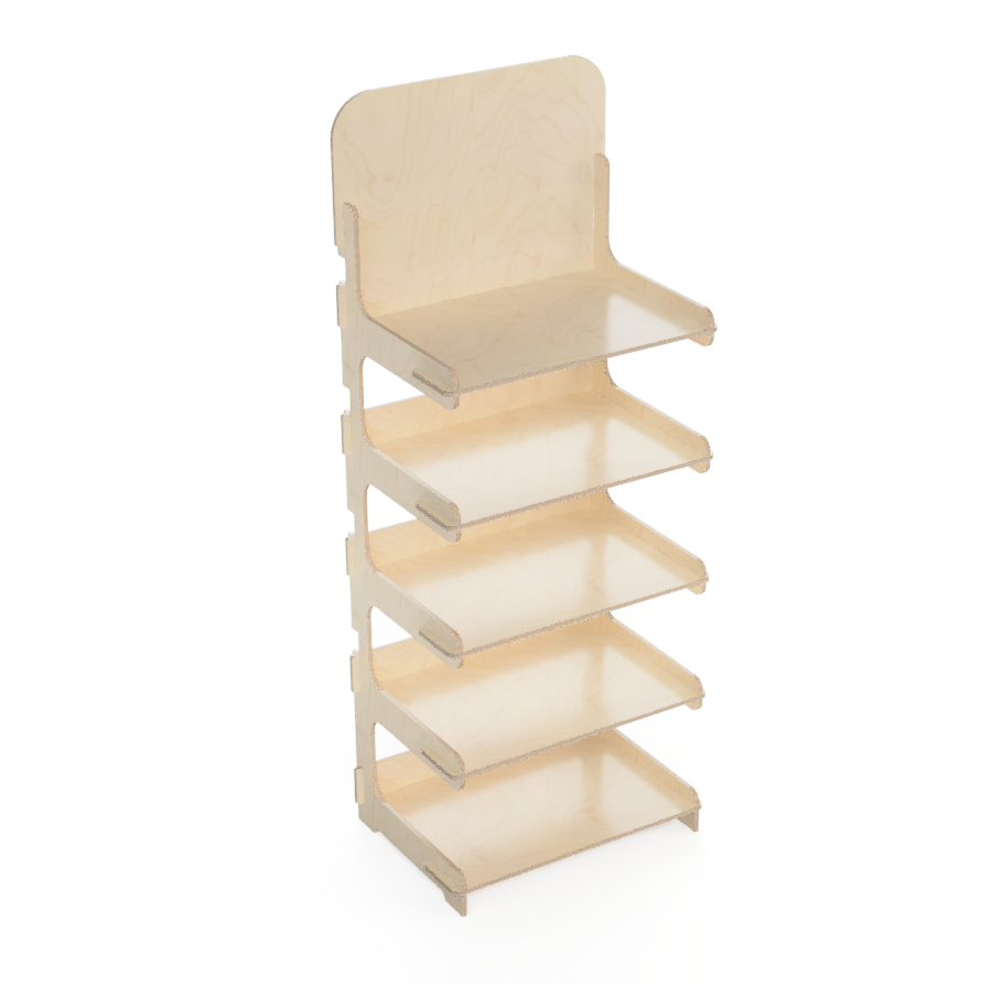 Présentoir bois monté pour magasin – fabrication CNC